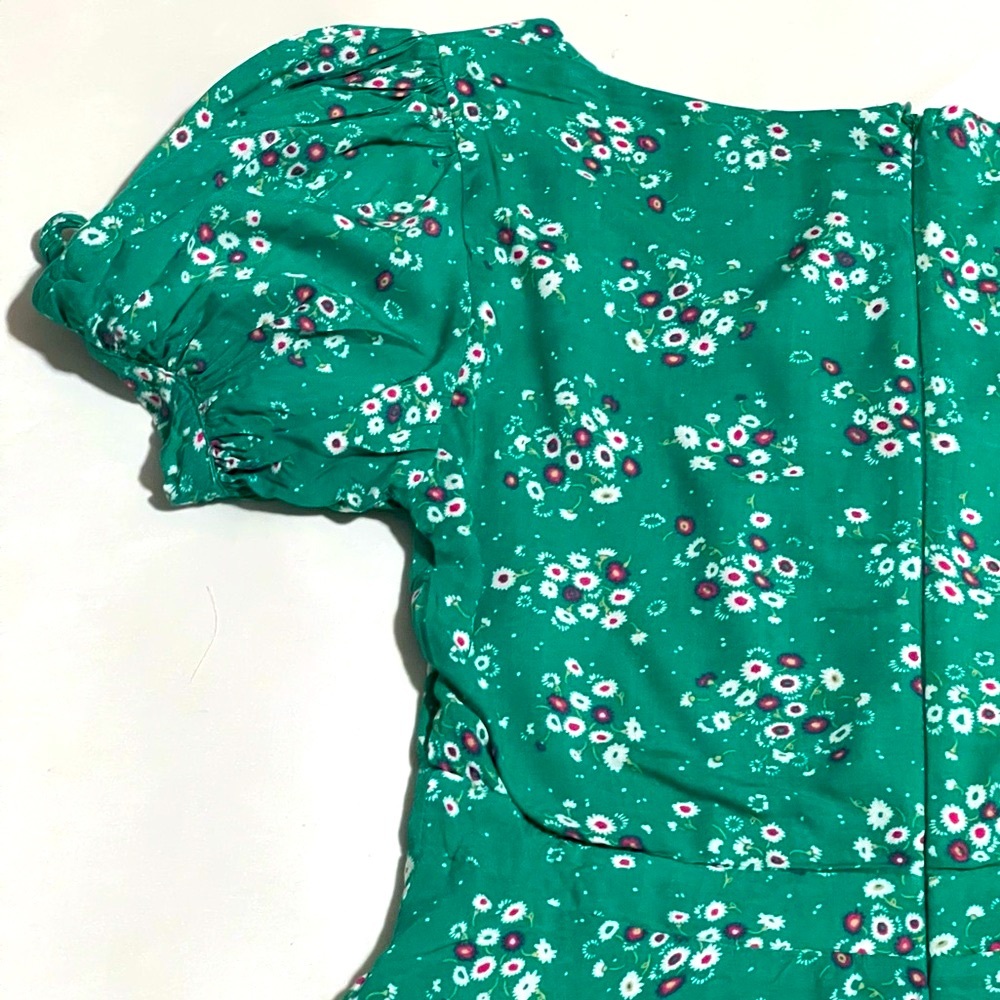 LULUS Camellia Curtsies Green Floral Print Skater Dress - Size S - Picture 12 of 15